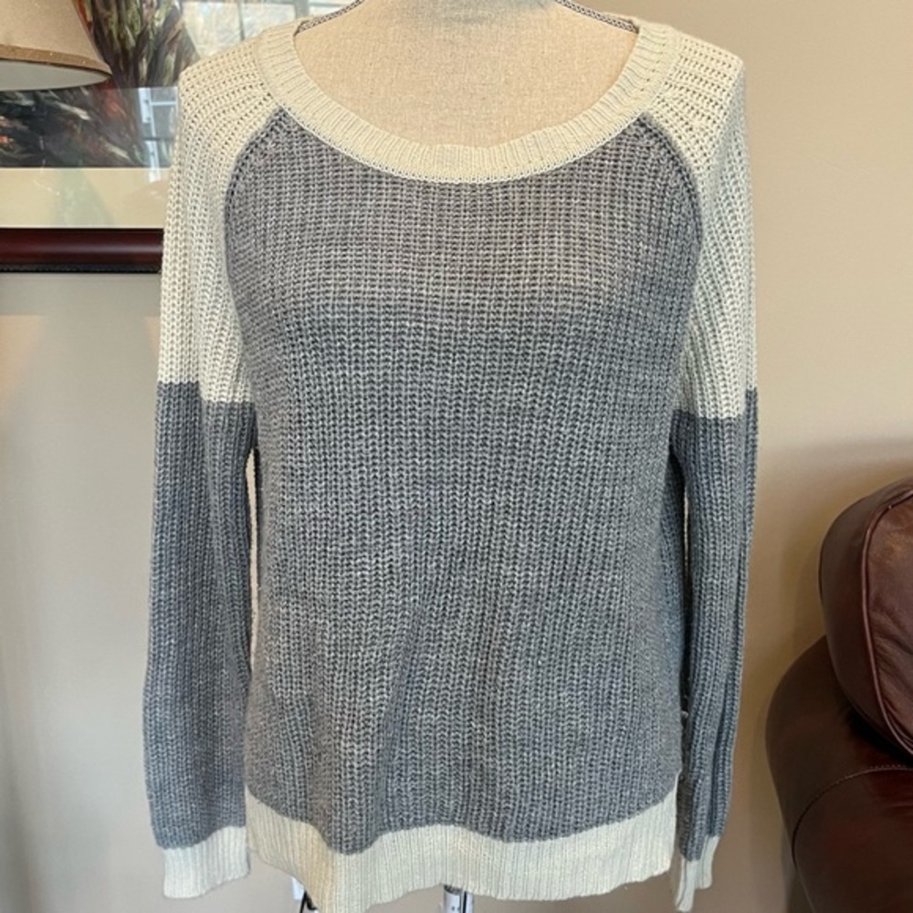 Grey and white sweater